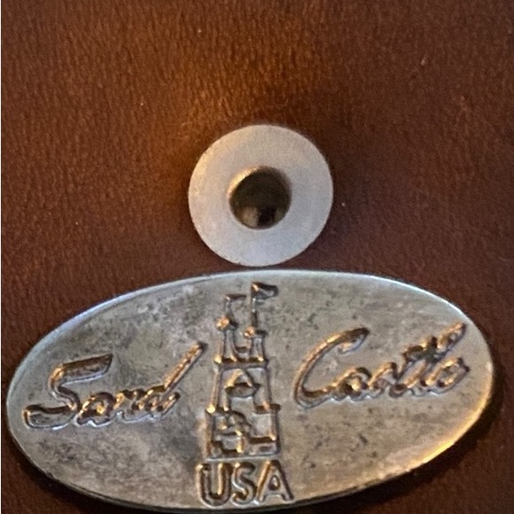 80s Vintage Sand Castle Leather & Mesh Belt (s/med) - Picture 7 of 12